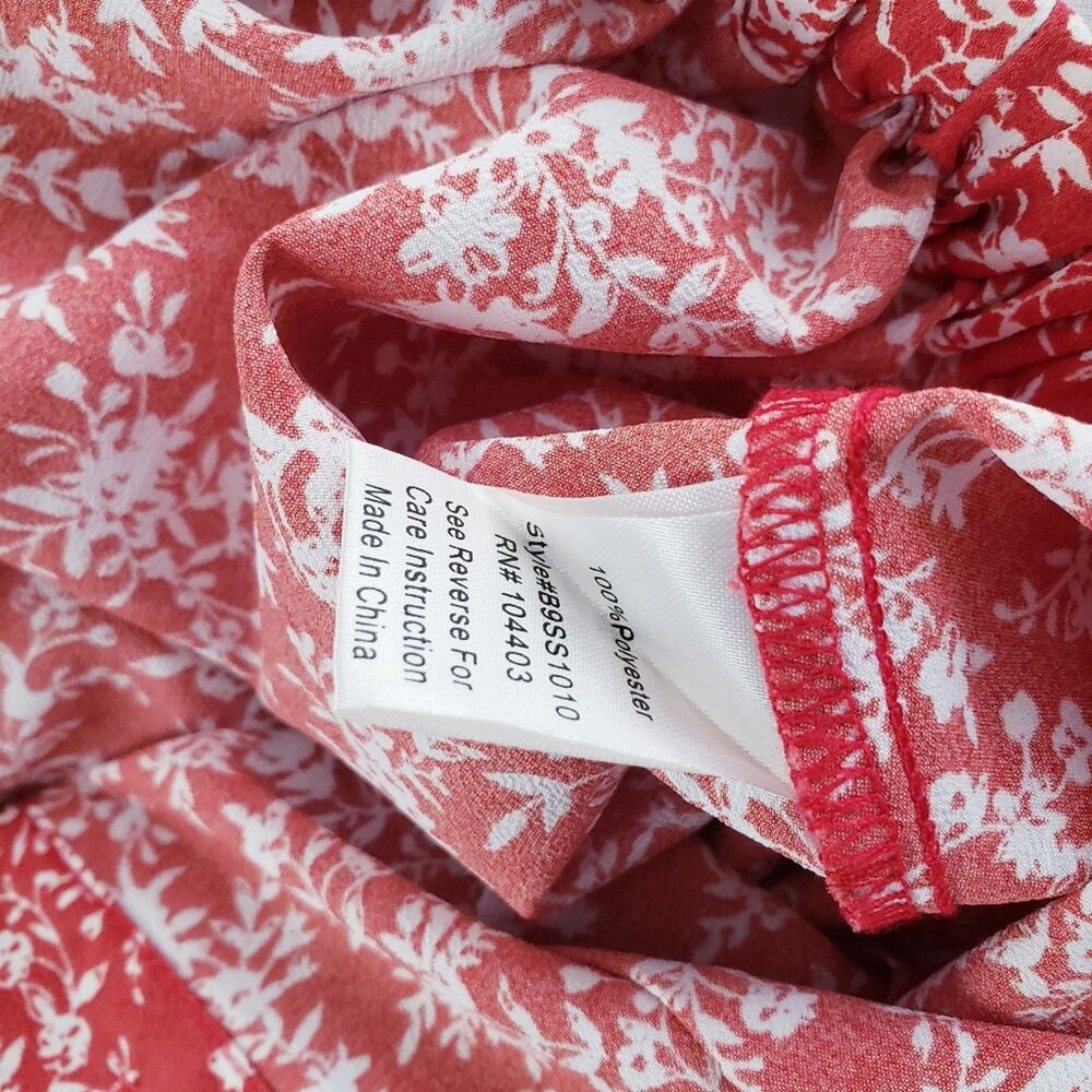 Perch by Blu Pepper Red Floral Midi Skirt Large Button Down Boho Cottagecore - Picture 9 of 11